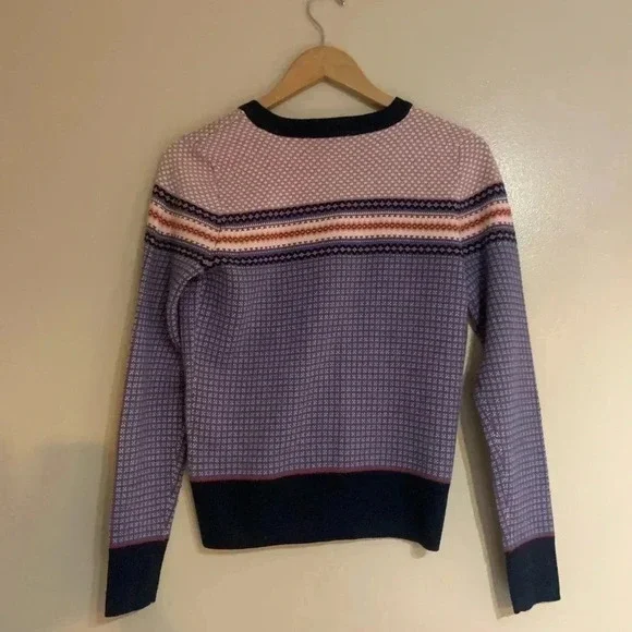 G.H.Bass Pink Blue Patterend Cardigan Sweater Button Down Preppy Fair ilse XS - Picture 3 of 4